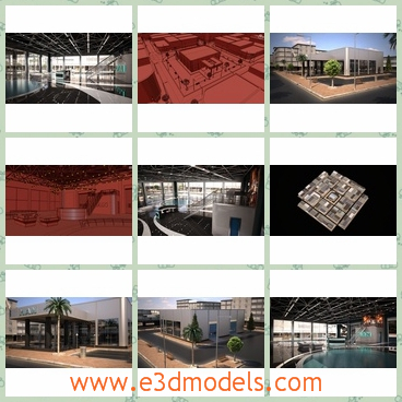 3d model the showroom of the trucks - This is a 3d model of the showroom of the trucks,which is used for the dealers to deal the matters.