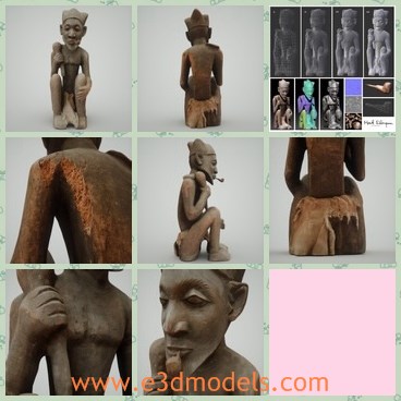 3d model the smoking man - This is a 3d model of the smoking man,who is made according to African man.The model is thin and naked.