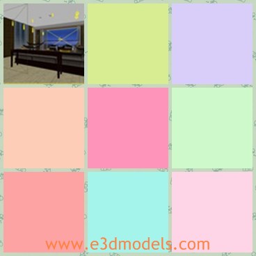 3d model the spacious room - This is a 3d model of the spacious room,which is spacious and made in details.There are tables,mirrors and other furnitures.