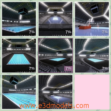 3d model the sport room - This is a 3d model of the sport room,which is the swimmin pool.The model is spacious and grand.