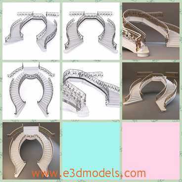 3d model the staircaed in marble - This is a 3d model of the staircase in marble,which is white and pretty.The model is lovely and special.