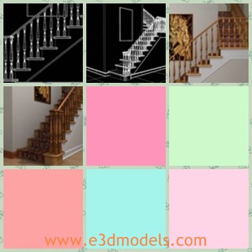 3d model the staircase - This is a 3dmodel of the staircase,which is a spindle shape.Th model is painted and popular in life.