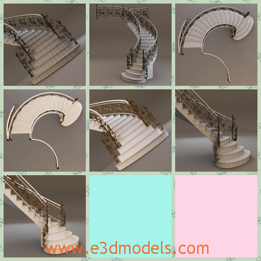 3d model the staircase as the ornament - This is a 3d model of the staircase as the ornament,which is not so big but pretty enough.The model is made of marble materials.