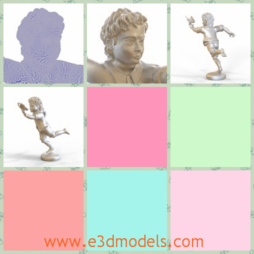 3d model the statue of a boy - This is a 3d model of the statue of a boy,who is catching the butterfly as the sculpture shows.The model is printable.
