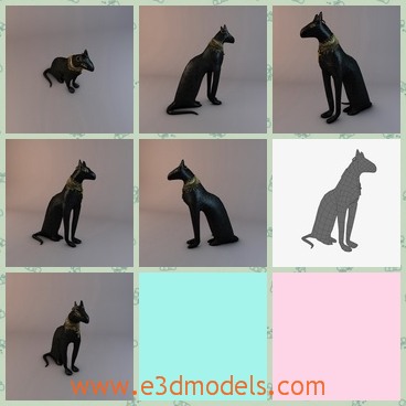 3d model the statue of a dog - This is a 3d model of the statue of a dog,which is blackand big.The ancient sculpture is the decoration of the building,which is usually put outside the door.