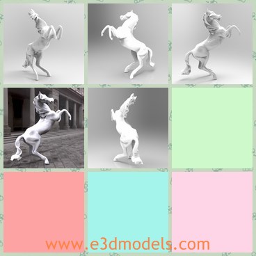 3d model the statue of a horse - This is a 3d model of the statue of a horse,which is rearing his feet.The product contains three resolutions of the model, and it is not rigged for movement.