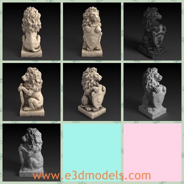 3d model the statue of a lion - This is a 3d model of the statue of a lion,which is standing outside the door and means welcoming the guests.