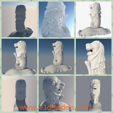 3d model the statue of a lion - This is a 3d model of the statue of a lion,which is made of stone.The model is the landmark in the market.
