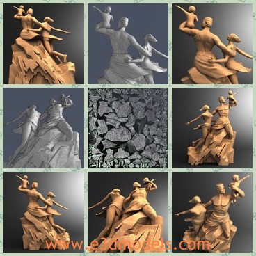 3d model the statues of people - This is a 3d model of the statue of people,which are family members looking forward.
