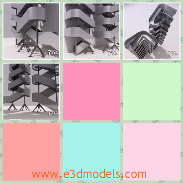 3d model the steel stair - This is a 3d model of the steel stair,which is made for the emergency usage.The model is modern and stable.
