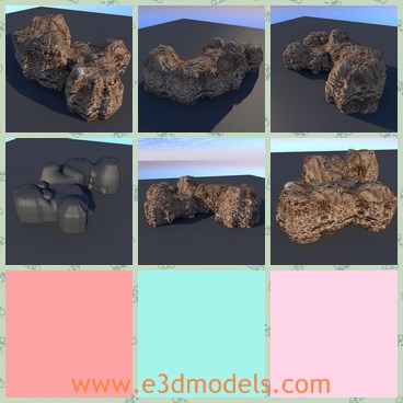 3d model the stone - This is a 3d model of the stone,which is hard and hollow in the middle.The model is  suitable for use in games and real time applications.All these aditional models also prepared for games.