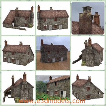 3d model the stone cottage - This is a 3d model of the stone cottage.An abandoned stone cottage to stumble across in your landscape and woodland renders.