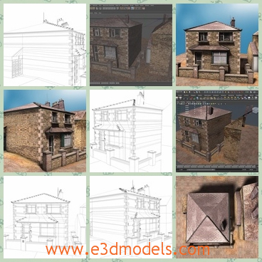 3d model the stone house - This is a 3d model of the stone house,which is made with 2 stores and the shape is outdated and it is solid and stable.