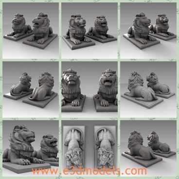3d model the stone lions - This is a 3d model of the stone lions,which are sitting on the floor and are very populr in China.