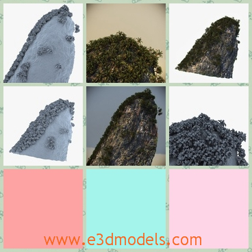 3d model the stone on Thailand - This is a 3d model of the stone on Thailand,which is high and steep.The model is covered with many plants.