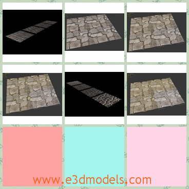 3d model the stone pavement - This is a 3d model of the stone pavement,which is hard and made with tiles on it.The pavement is just as common as the other pavement made with other materials.