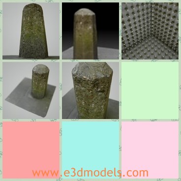 3d model the stone pillar - This is a 3d model of the stone pillar,which is made of cement materials.The model is mossy and old.