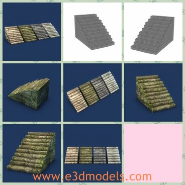 3d model the stone stairs - This is a 3 model of the stone stairs,which were made in ancient times and the stairs are mossy and and slippery.