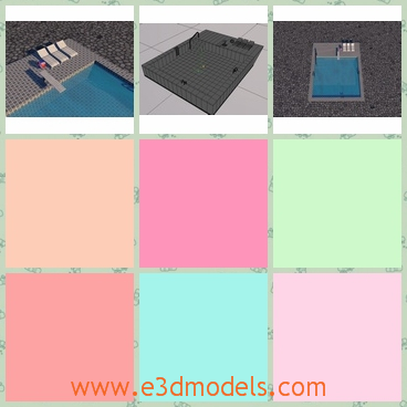 3d model the swimming pool - This is a 3d model of the swimming pool,which is large and can dive in it.The model has a chair besides the pool.