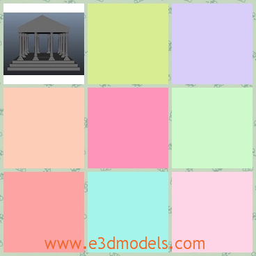 3d model the temple with pillars - This is a 3d model of the temple with pillars,which is made in the ancient style and the temple stands for a kind of culture.