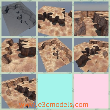 3d model the terrain - This is a 3d model about the terrain,which is composed of rocks and stone.The model is the canyon in the area.