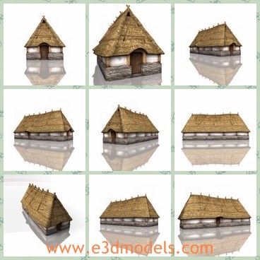 3d model the thatched - This is a 3d model of the medieval thatched,which is made of hays and bricks.The house has the tilted roof and the model is the common European style.