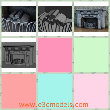 3d model the the fireplace and the woods - This is a 3d model of the old fireplace,which is made in the ancient time and in high quality.