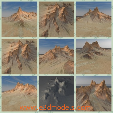 3d model the the mountain - This is a 3d model of the mountain,which is a bump.The terrain is barren to sow and to live.