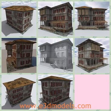 3d model the three-layer house - This is a 3d model of the three-layer house,which is rustic and abandoned.