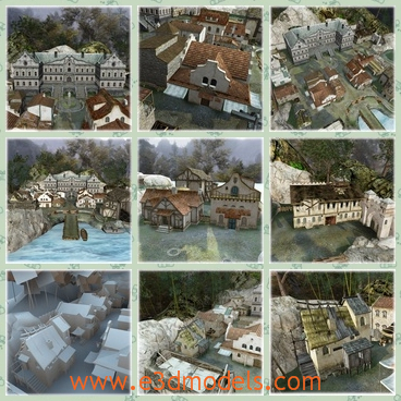 3d model the town in the medieval period - This is a 3d model of the town in the medieval period,which were built in the ancient style.The materials of the house are stone and bricks.