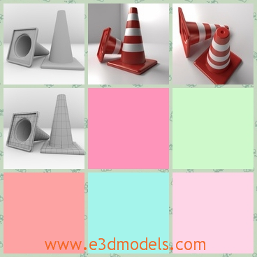 3d model the traffic cones on the ground - This is a 3d model of the traffic cones on the ground,which is striped with white and red.The two of them are lying on the ground.