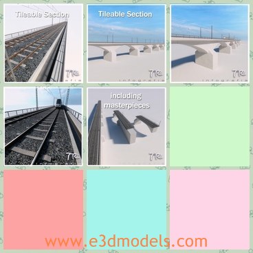 3d model the train railway - This is a 3d model of the train railway,which is long andmade with high quality.The model is linked to the bridge,which is great and charming.