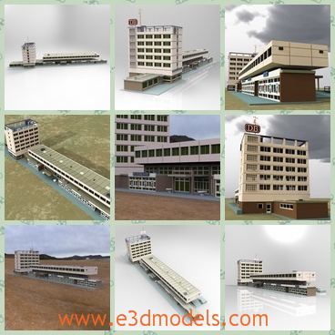 3d model the train station - This is a 3d model of the train station,which is the European style.The model is large and spacious,and the town is nearing the station.