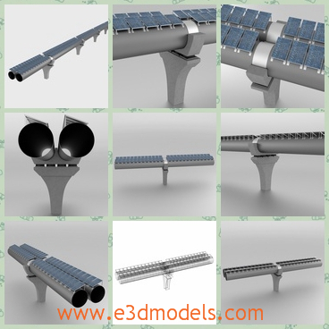 3d model the tubes - This is a 3d model of the tubes and supports for the Hyperloop high speed transport system.The model can be used as an array to create a longer Hyperloop system.