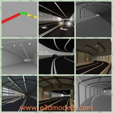 3d model the tunnel of the highway - This is a 3d model of the tunnel of the highway,which is long and modern underground.The model is made with lights on the top.