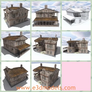 3d model the two-layer house - This is a 3d model of the two-layer house,which is  suitable for use in games and real time applications.
