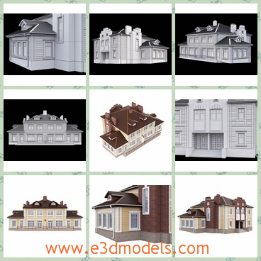 3d model the two-store house - This is a 3d model of the two-store house,which is not tall but pretty.and the house is located in the centre of the town.