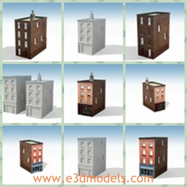 3d model the urban building - THis is a 3d model of the urban building,which is made with four floors.The model has prepared two mapping coordinates. One for the diffuse map and second for the custom light map.