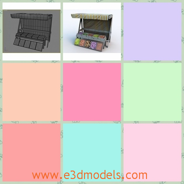 3d model the vegetable stand - This is a 3d model of the vegetable stand,which is covered with the tent and made in medieval time.