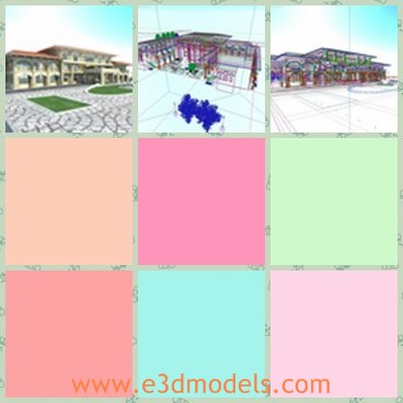 3d model the villa with fountain - This is a 3d model of the villa with fountain,which is large and luxury.The villa is the European style.