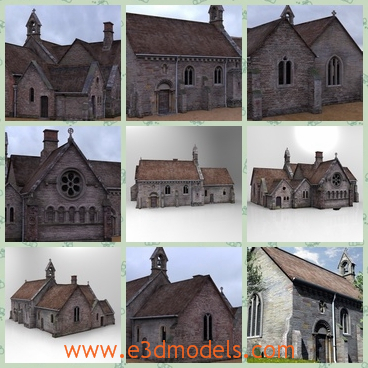 3d model the village church - This is a 3d model of the village church,which is made of stone and bricks.The model is ancient and pretty.