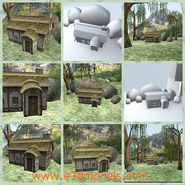 3d model the village in forest - This is a 3d model of the village in forest,which was the ancient building and the shape and the style is classical and unique.The house is located among the hill and the trees.