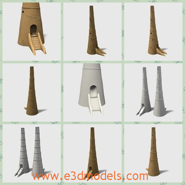 3d model the watch tower in Arabia - This is a 3d model of the watch tower in Arabia,which is small and thin.The building is built in the desert and the it is the mark of traditional make.