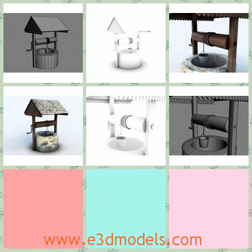 3d model the water well - This is a 3d model of the water well,which is made with a roof on the top in order to prevent raining.