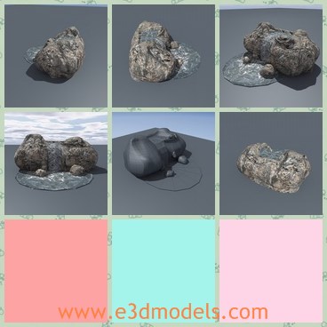 3d model the waterfall in the mountain - This is a 3d model of the waterfall in the mountain,which is large and common in games.The model is suitable for use in games and real time applications.