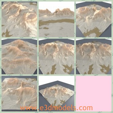 3d model the white mountain - This is a 3d model of the white mountain,which is presented with desert besides.The landscape is pretty and cool.