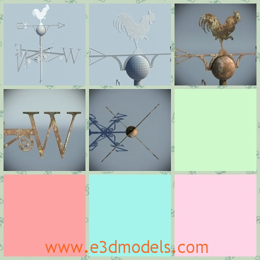 3d model the wind vane - This is a 3d model of the wind vane,which is practical and made in details.The model has a rooster on the top.