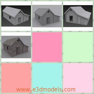3d model the wooden barn - This is a 3d model of the wooden barn,which is the rustic shed in the farm.The model is small but stable.The shed is built in the village.
