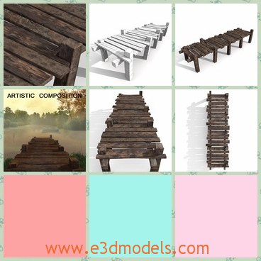 3d model the wooden dock - This is a 3d model of the wooden dock,which is old and ruined.The dock is the rustic bridge.