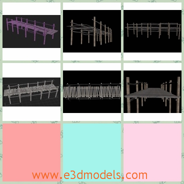 3d model the wooden dock with fences - This is a 3d model of the wooden dock with fences,which is made in wood and the brdge is long and special.